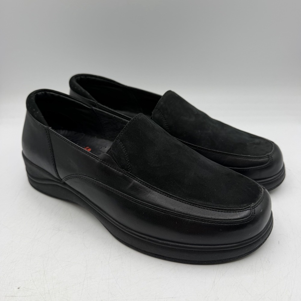 Propet Elite Walkers Shoes Women Sz 8.5 W (D) Black Leather Slip On Loafer W9601